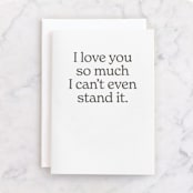 "can't stand it" - Single Greeting Cards in Graphite by JoAnn Jinks - Front