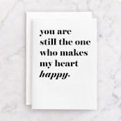 "Happy Heart" - Single Greeting Cards in Snow by Alexandra Cohn - Front