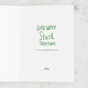 "Stuck Together" - Single Greeting Cards in Cactus by Urban Daisies - Customizable Interior Example