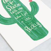 "Stuck Together" - Single Greeting Cards in Cactus by Urban Daisies - Close-Up