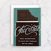 "100% guaranteed" - Single Greeting Cards in Chocolate by Erin L. Wilson - Front