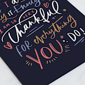 "thankful for everything" - Single Greeting Cards in Navy by Kristen Smith - Close-Up