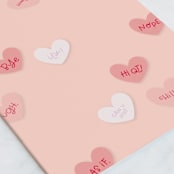 "Conversation Hearts" - Single Greeting Cards in Blush by Olivia Goree - Close-Up