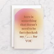 "fact check" - Single Greeting Cards in Dusk by Maja Cunningham - Front