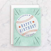 "Baseball Birthday" - Single Greeting Cards in Sky by Robert and Stella - Front