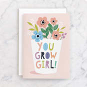 "You grow girl" - Single Greeting Cards in Blush by Karidy Walker - Front