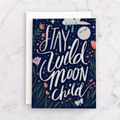 "Moonchild" - Single Greeting Cards in Grape by Hannah Williams - Front