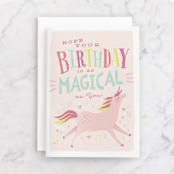 "Magical Unicorn" - Single Greeting Cards in Pink Lemonade by Karidy Walker - Front