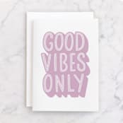 "Good Vibrations Only" - Single Greeting Cards in Magenta by Griffinbell Paper Co. - Front