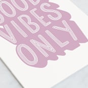 "Good Vibrations Only" - Single Greeting Cards in Magenta by Griffinbell Paper Co. - Close-Up