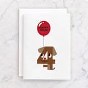 "Happy Four" - Single Greeting Cards in Crimson by mo kelley - Front