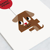 "Happy Four" - Single Greeting Cards in Crimson by mo kelley - Close-Up