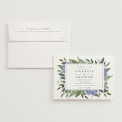 "Hydrangea Frame" - Wedding Invitations in Periwinkle by Susan Moyal - Invitation with Envelope