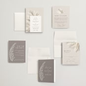 "Pampas & Palms" - Wedding Invitations in Ash by Kaydi Bishop - Invitation Suite