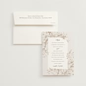 "Sketched Flora" - Wedding Invitations in Cream by Paper Raven Co. - Invitation with Envelope