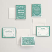 "Fiesta Folk Art" - Wedding Invitations in Lagoon by root beer float - Invitation Suite