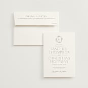 "Simple Crest" - Wedding Invitations in Sage by Kristen Smith - Invitation with Envelope