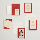 "Mizu Pattern" - Wedding Invitations in Ruby by Kanika Mathur - Invitation Suite