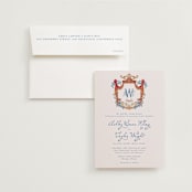 "Swan Crest" - Wedding Invitations in Royal by Cass Loh - Invitation with Envelope
