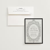 "Ornate sketched frame" - Wedding Invitations in Latte by Jackie Crawford - Invitation with Envelope