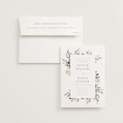 "Sprigs of Joy" - Wedding Invitations in Pearl by Leah Bisch - Invitation with Envelope