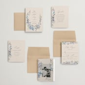 "Wildflower Wreath" - Wedding Invitations in Sky by Grace Kreinbrink - Invitation Suite