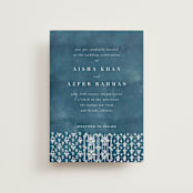 "Kantha Quilt" - Wedding Invitations in Indigo by Nazia Hyder - Front
