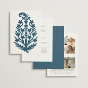 "Kantha Quilt" - Wedding Invitations in Indigo by Nazia Hyder - Back of Card Options