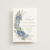 "Botanical Swag" - Wedding Invitations in Periwinkle by Susan Moyal - Front