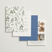 "Botanical Swag" - Wedding Invitations in Periwinkle by Susan Moyal - Back of Card Options