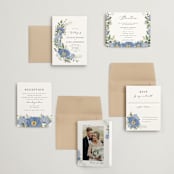"Botanical Swag" - Wedding Invitations in Periwinkle by Susan Moyal - Invitation Suite