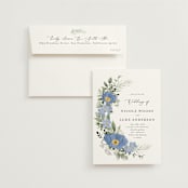 "Botanical Swag" - Wedding Invitations in Periwinkle by Susan Moyal - Invitation with Envelope