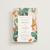 "Floral Splash" - Wedding Invitations in Wheat by Keen Peachy - Front