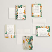 "Floral Splash" - Wedding Invitations in Wheat by Keen Peachy - Invitation Suite