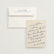 "Handwritten Letter" - Wedding Invitations in Blue Velvet by Helena Vitto - Invitation with Envelope