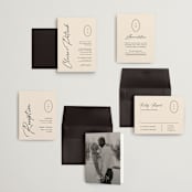"Script and Monogram" - Wedding Invitations in Sand by Carolyn MacLaren - Invitation Suite