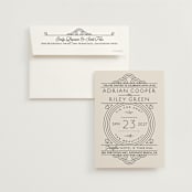 "Deco Nouveau" - Wedding Invitations in Cream by GeekInk Design - Invitation with Envelope