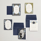 "Hydrangea Garden" - Wedding Invitations in Navy by Susan Zinader - Invitation Suite