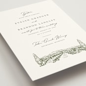 "Vineyard" - Wedding Invitations in Olive by Sarah Brown - Detail