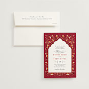 "Jaipur" - Wedding Invitations in Ruby by Mansi Verma - Invitation with Envelope