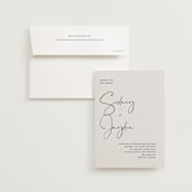 "stylist script" - Wedding Invitations in Ivory by Cass Loh - Invitation with Envelope