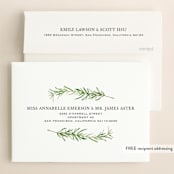 "Simple Sprigs" - Wedding Invitations in Fern by Erin Deegan - FREE Recipient Addressing