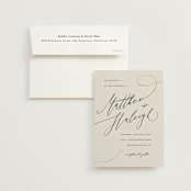 "Tilted Script" - Wedding Invitations in Ivory by Hannah Williams - Invitation with Envelope