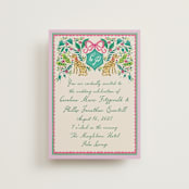 "Whimsical Hand Illustrated Crest" - Wedding Invitations in Peony by Jackie Crawford - Front