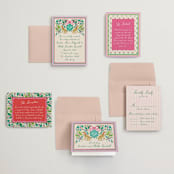 "Whimsical Hand Illustrated Crest" - Wedding Invitations in Peony by Jackie Crawford - Invitation Suite