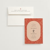 "Japanese Fabric" - Wedding Invitations in Persimmon by Becky Nimoy - Invitation with Envelope