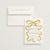 "Antique Ribbon" - Wedding Invitations in Citrine by Olivia Kanaley Inman - Invitation with Envelope