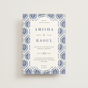 "Calcutta Stamp" - Wedding Invitations in Azure by Oma N. Ramkhelawan - Front