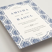 "Calcutta Stamp" - Wedding Invitations in Azure by Oma N. Ramkhelawan - Detail
