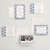"Calcutta Stamp" - Wedding Invitations in Azure by Oma N. Ramkhelawan - Invitation Suite